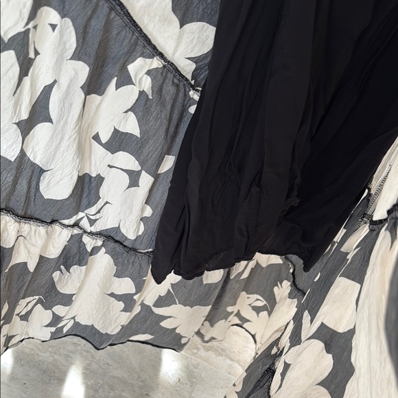 Anthropologie Black and Ivory Floral Print  Maxi Dress with Open Low Back - Picture 14 of 14